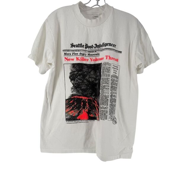 Mount Saint Helens Vintage TShirt Seattle Post Intelligencer Single Stitch Large - Picture 1 of 12